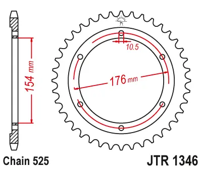 JT řetězové kolo zadní 4679 44 HONDA CB 1000RA '18-19, VFR 800 V-TEC (ABS) '14-'17, VFR 800X CROSSRUNNER '15-'17 (467944JT) (JT řetězové kolo zadní)