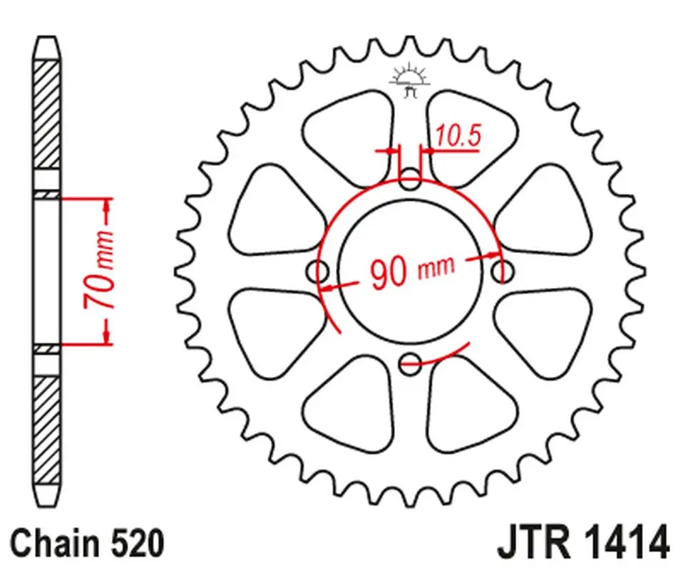 JT rozeta zadní 5302 41 KAWASAKI KSF 250 MOJAVE 87-04, KEF 300 LAKOTA 95-03 (530241JT) (JT rozeta zadní 5302 41 KAWASAKI KSF 250 MOJAVE 87-04, KEF)