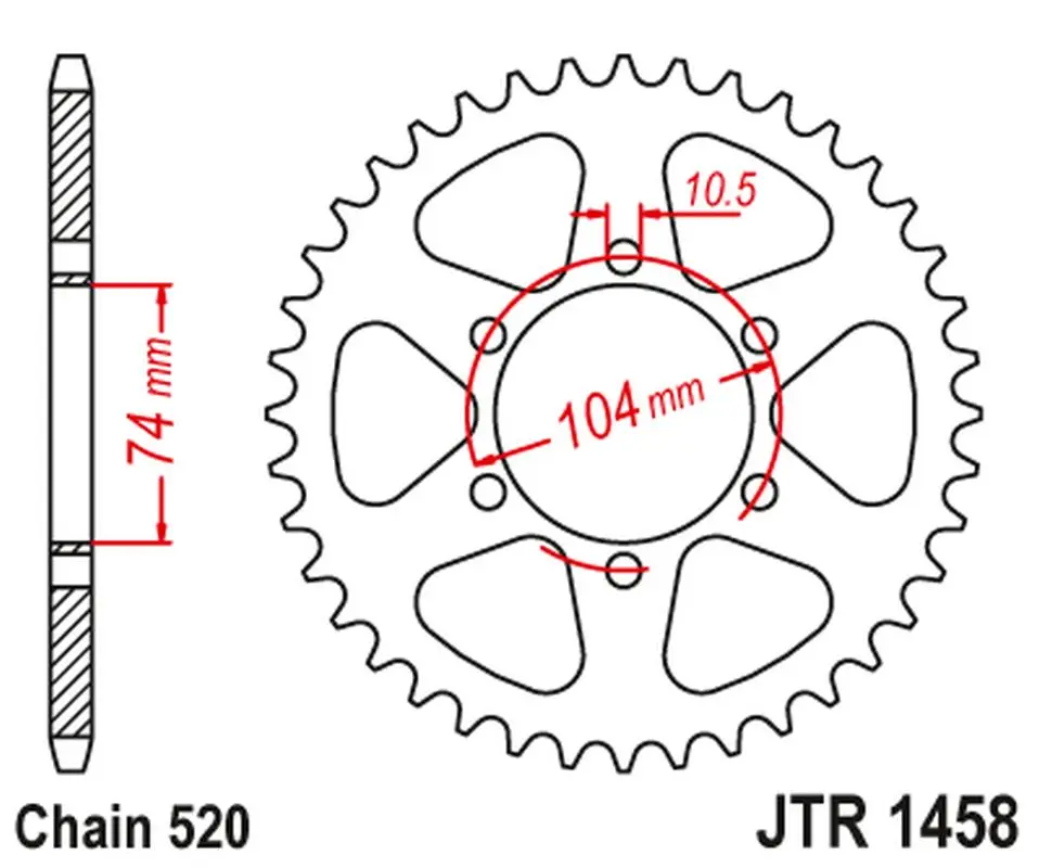 JT rozeta zadní 475 40 KAWASAKI KL 250 77-78, KE 250 77-79 (47540JT) (JT rozeta zadní 475 40 KAWASAKI KL 250 77-78, KE 250 77-79 (47540JT))