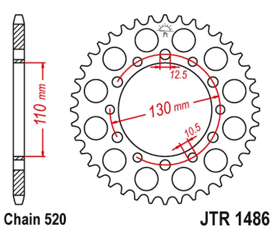 JT rozeta zadní 504 44 HONDA TRX 200 90-97, KAWASAKI EL 250 88-03 (50444JT) ( )