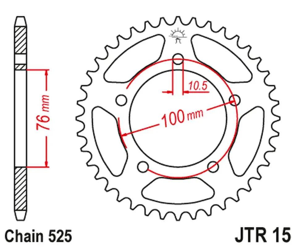 JT rozeta 4456 42 BENELLI 500 LEONCINO '17-, TRK 502 '17-18 (445642JT) (řetěz 525) (JT rozeta 4456 42 BENELLI 500 LEONCINO '17-, TRK 502 '17-18)