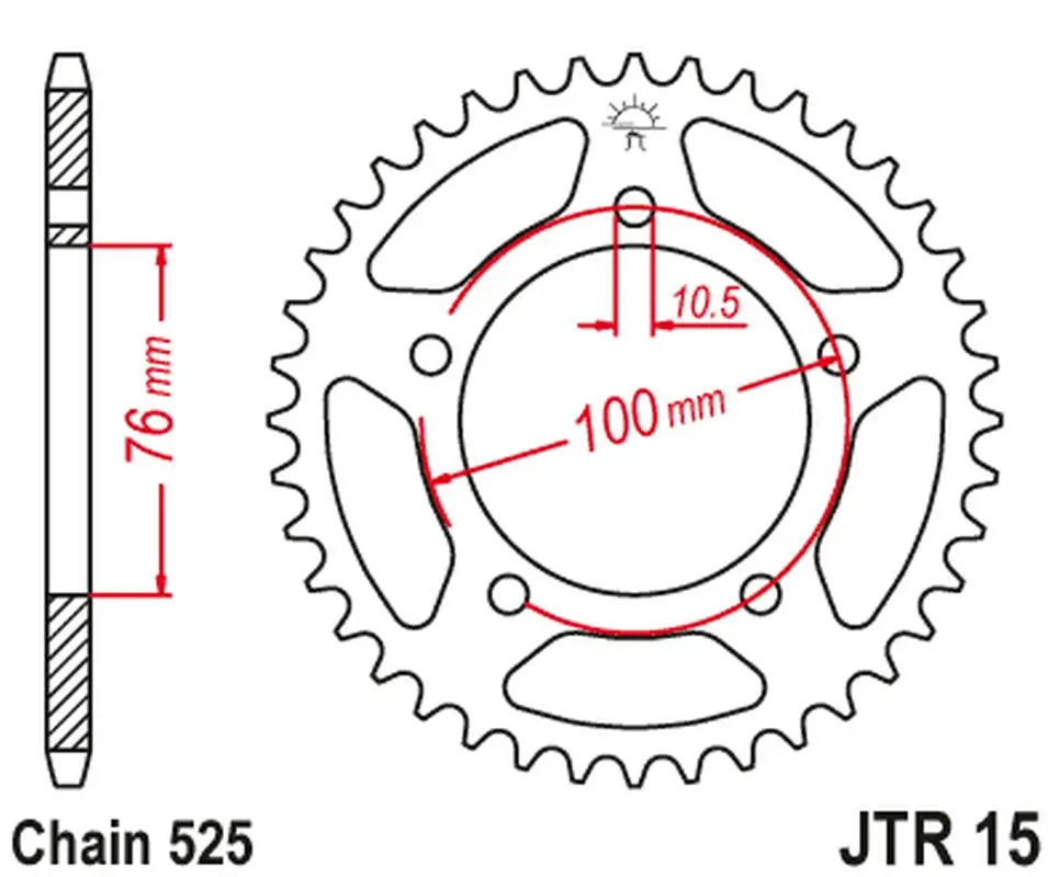 JT rozeta 4456 46 BENELLI IMPERIALE 400 18-21, LEONCIO 800 22-23, BN 600 GT 16-17, BN 600 R 14-17 (445646JT) (60002P250000) (JT rozeta 4456 46)