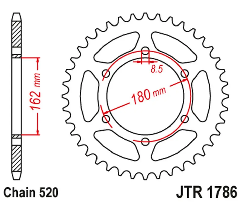 JT zadní řetězové kolečko SUZUKI PE 250 '80-82', PE 400 '80-81' (řetěz 520) (JT zadní řetězové kolečko SUZUKI PE 250 '80-82', PE 400 '80-81' (řetěz)