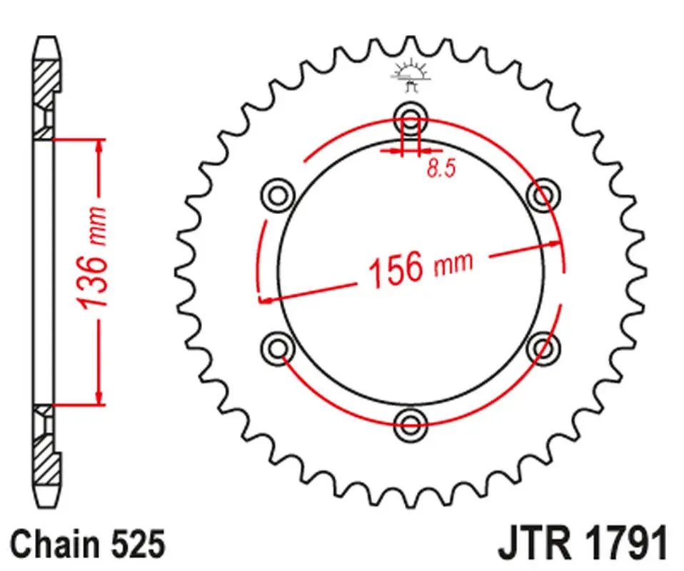 JT zadní řetězové kolečko 4365 42 SUZUKI DR 650 SE '96-'12 (436542JT) (řetěz 525) (JT zadní řetězové kolečko 4365 42 SUZUKI DR 650 SE '96-'12)