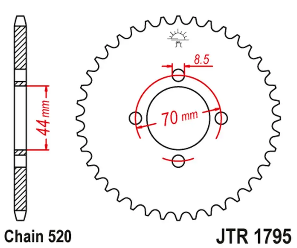 JT zadní řetězové kolečko 4493 24 SUZUKI LT80 QUADSPORT '89-'06 (449324JT) (řetěz 520) ( )