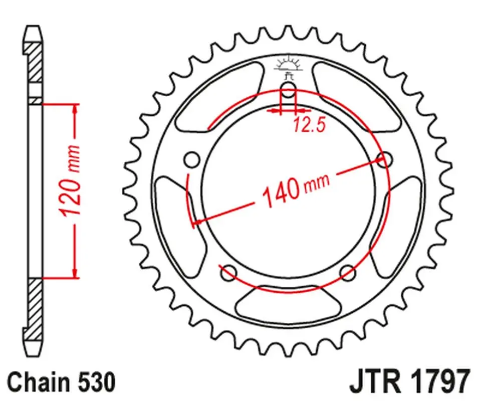 JT zadní řetězové kolečko 4459 43 SUZUKI GSX 1400 '01-'08 (445943JT) (řetěz 530) (+2) ( )