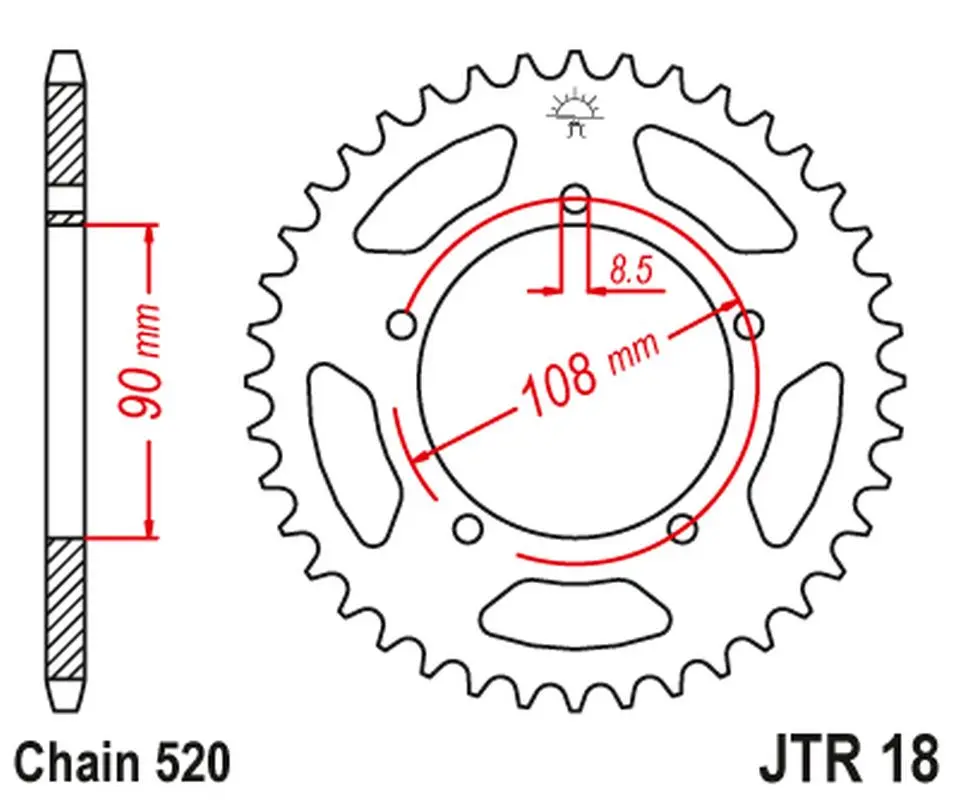 JT zadní řetězové kolečko 1515 39 MUZ 660 SCORPION '95-02', APRILIA 125 TUAREG '87' (151539JT) (řetěz 520) (JT zadní řetězové kolečko 1515 39 MUZ 660)