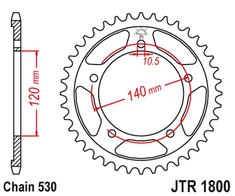 JT zadní řetězové kolečko 4409 44 TRIUMPH TIGER 1050 '07-'13 (440944JT) (řetěz 530) barva černá (JT zadní řetězové kolečko 4409 44 TRIUMPH TIGER 1050)