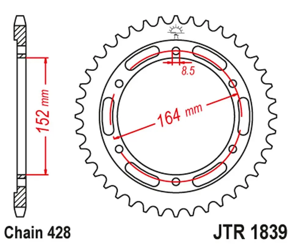JT zadní řetězové kolečko 841 56 YAMAHA SR 400 (2RD) '91-00', SR 500 '91-00' (84156JT) (řetěz 428) (JT zadní řetězové kolečko 841 56 YAMAHA SR 400)