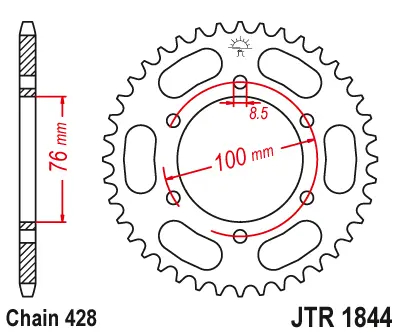 JT řetězové kolo zadní 4513 52 YAMAHA YZF 125R '19-22, MT 125 15-23 (+4) (451352JT)* (JT řetězové kolo zadní 4513 52 YAMAHA YZF 125R '19-22, MT 125)