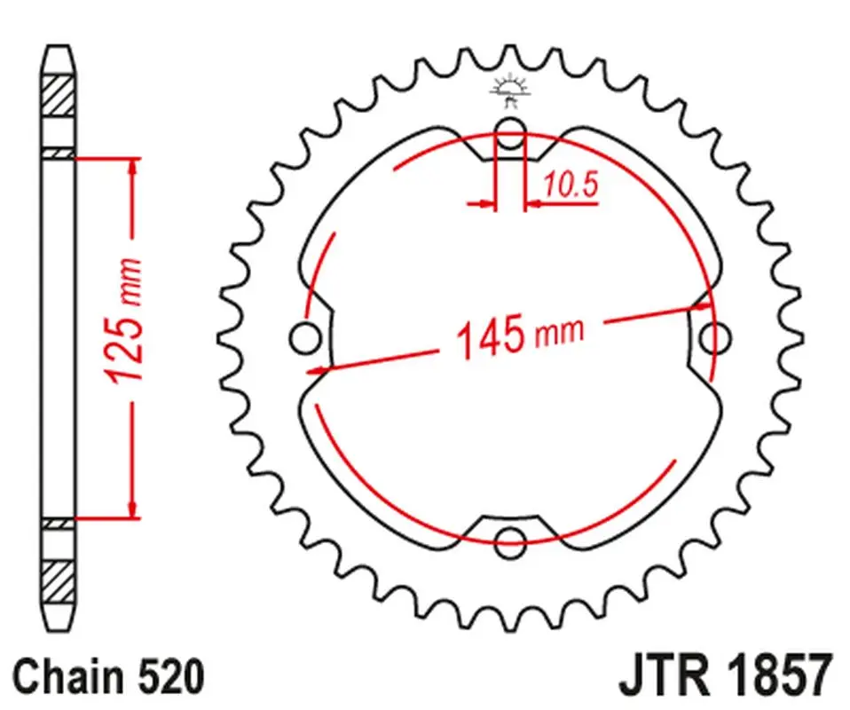 JT zadní řetězové kolečko 4588 45 YAMAHA YFZ 450R '09-19, YFM 250/350/450/700 RAPTOR (458845JT) (řetěz 520) (JT zadní řetězové kolečko 4588 45 YAMAHA)