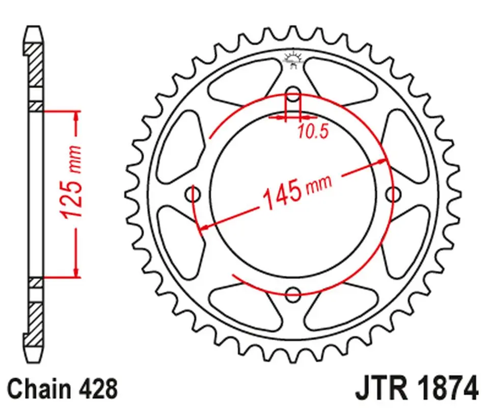 JT zadní řetězové kolečko 4482 59 YAMAHA XVS 125 DRAG STAR '00-04, XVS 250 DRAG STAR '01-04' (448259JT) (řetěz 428) (JT zadní řetězové kolečko 4482)