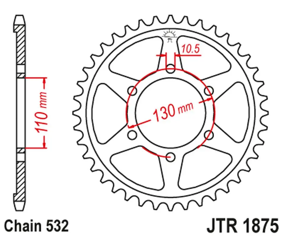 JT zadní řetězové kolečko 4440 48 YAMAHA YZF-R6 '03-10' (444048JT) (řetěz 532) (ORIG.) ( )