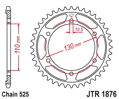 JT rozeta zadní 4285 42 YAMAHA YZF-R7 '22-'23, MT-10 (MTN1000) '22-'23 (428542JT) (řetěz 525) ( )