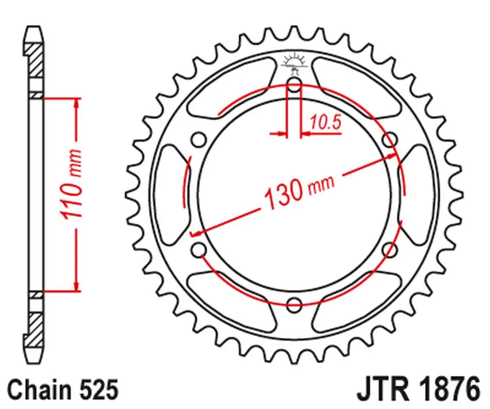 JT zadní řetězové kolečko 4385 45 SUZUKI GSXR 750 '11-'19, YAMAHA MT-09 '14-'20, R6 '06'-20 (438545JT) (řetěz 525) černé (ORIG) (JT zadní řetězové)