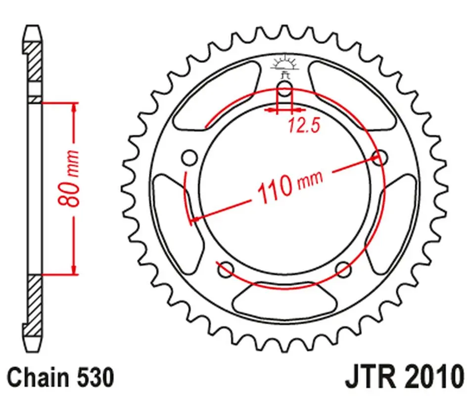 JT zadní řetězové kolečko 334 46 TRIUMPH 750/900/955/1000/1200 TROPHY/DAYTONA/SPRINT/TIGER/TRIDENT '91-03' (33446JT) (řetěz 530) ( )