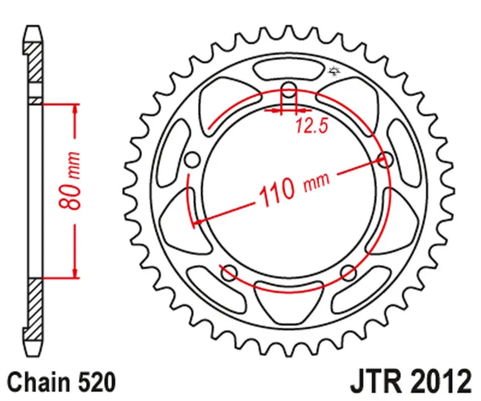 JT zadní řetězové kolečko 4350 42 TRIUMPH 865 AMERICA/AMERICA LT/SPEEDMASTER '14-17' (435042JT) (řetěz 520) (JT zadní řetězové kolečko 4350 42)