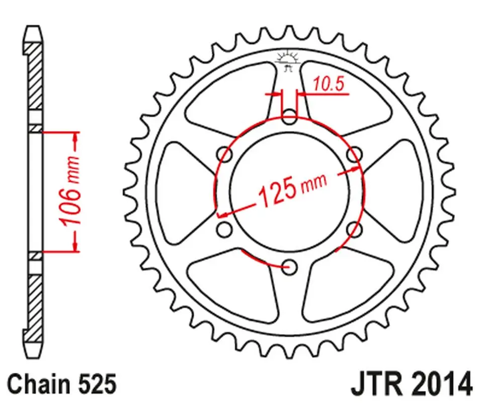JT zadní řetězové kolečko 4529 50 TRIUMPH 800 TIGER 11-19 (452950JT) (řetěz 525) černé ( )