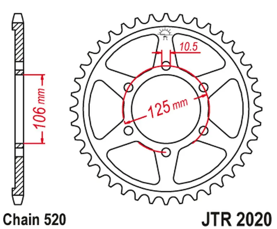 JT rozeta zadní 4530 51 TRIUMPH DAYTONA 660 24-, TIGER SPORT 660 24-24, TRIDENT 660 21-24 (453051JT) (JT rozeta zadní 4530 51 TRIUMPH DAYTONA 660)
