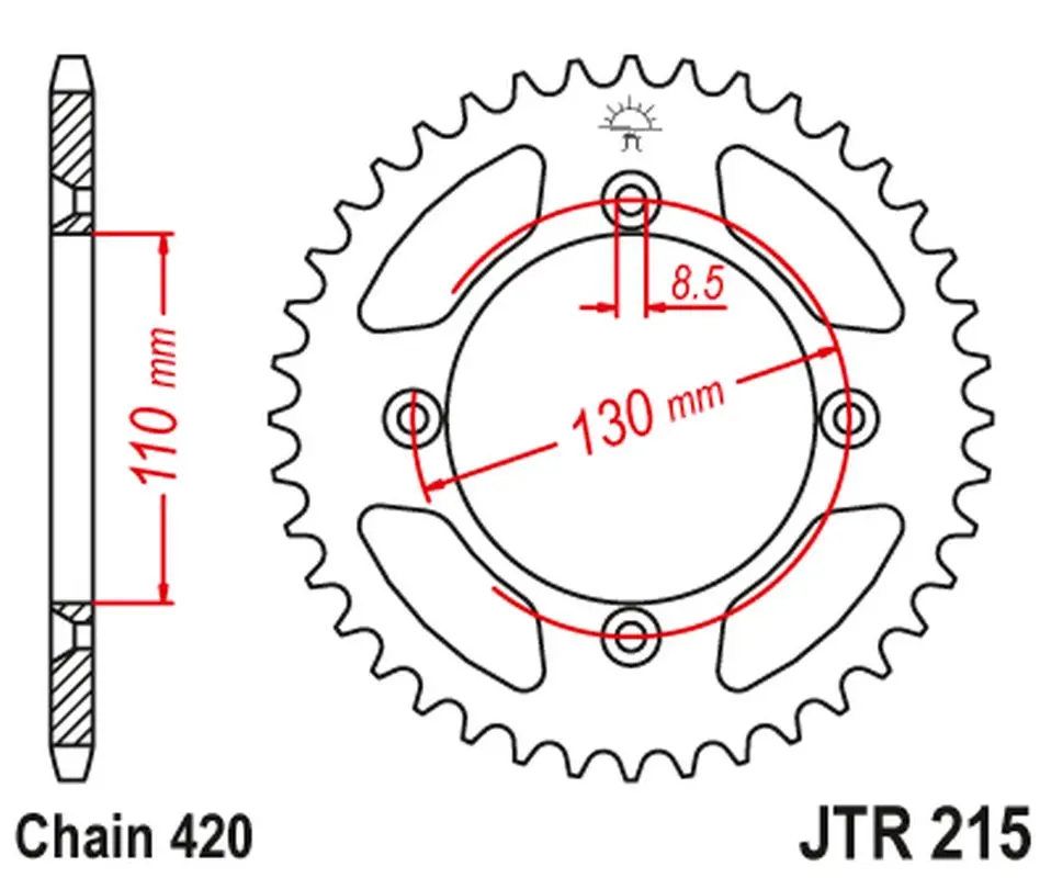 JT zadní řetězové kolečko 4306 51 HONDA CR 80/85 '85-'07 (430651JT) (řetěz 420) (JT zadní řetězové kolečko 4306 51 HONDA CR 80/85 '85-'07 (430651JT))