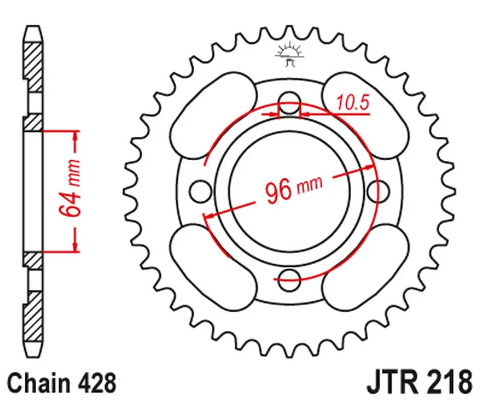 JT zadní řetězové kolečko 4521 44 HONDA CG 125 '00-06 (452144JT) (řetěz 428) (JT zadní řetězové kolečko 4521 44 HONDA CG 125 '00-06 (452144JT) (řetěz)