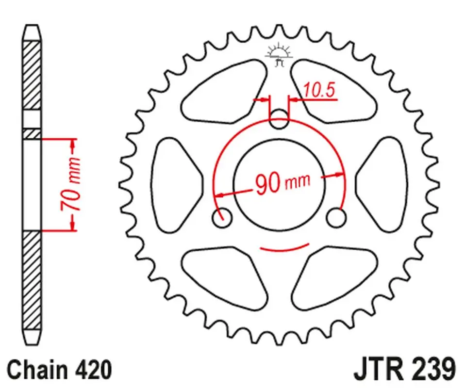 JT zadní řetězové kolečko 239 44 HONDA MTX 80R '83-'86, MBX 50 (23944JT) (JT zadní řetězové kolečko 239 44 HONDA MTX 80R '83-'86, MBX 50 (23944JT))