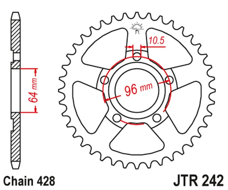 JT zadní řetězové kolečko 242 53 HONDA XL 125 R '82-87' (24253JT) ( )