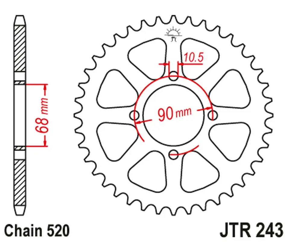 JT zadní řetězové kolečko 256 42 HONDA MTX 200 '83-86' (25642JT) (JT zadní řetězové kolečko 256 42 HONDA MTX 200 '83-86' (25642JT))