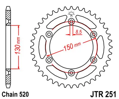 JT řetězové kolo zadní 270 43 HONDA XL 500R '82 (J27043JT) (řetěz 520) (JT řetězové kolo zadní 270 43 HONDA XL 500R '82 (J27043JT) (řetěz 520))