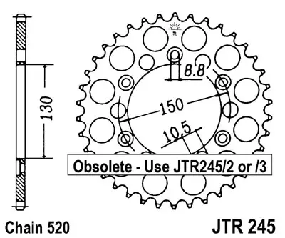 JT řetězové kolo zadní 270 44 HONDA XL 250 R '82-'83 (MD03) (27044JT) (řetěz 520) (JT řetězové kolo zadní 270 44 HONDA XL 250 R '82-'83 (MD03))