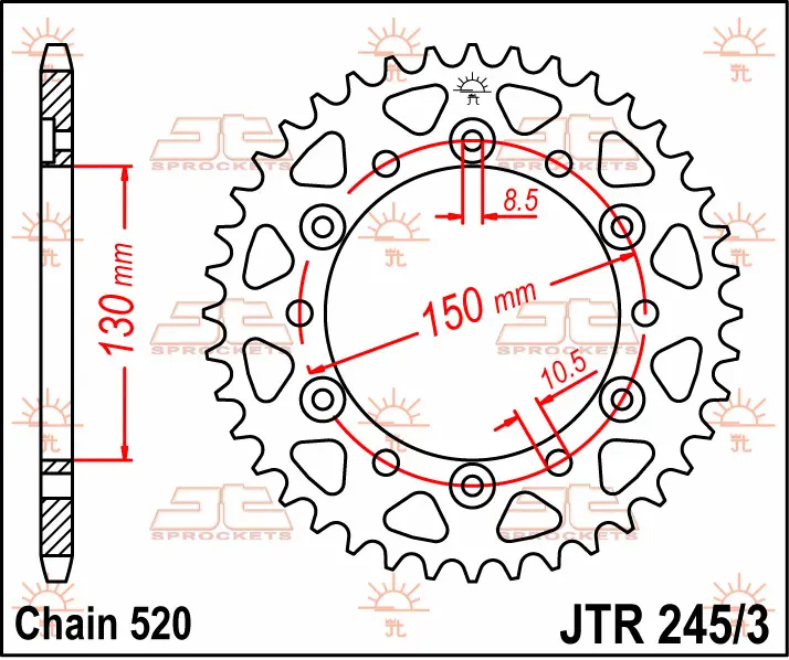 JT zadní řetězové kolo 4309 43 HONDA XL600/XL500/NX650/XR600/FX650 (430943JT)* (řetěz 520) ( )
