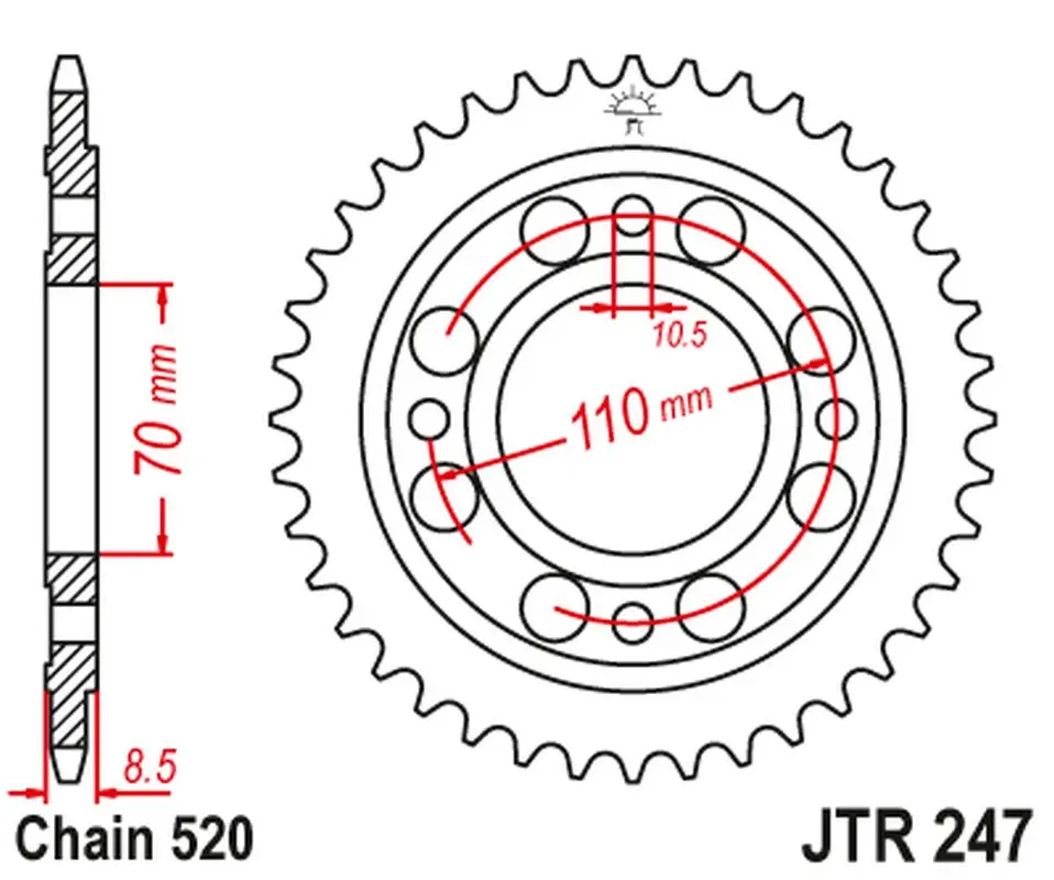 JT zadní řetězové kolečko 247 36 HONDA CB/CBX 250 '78-84', CB 400 N/T '81-83' (24736JT) (JT zadní řetězové kolečko 247 36 HONDA CB/CBX 250 '78-84',)