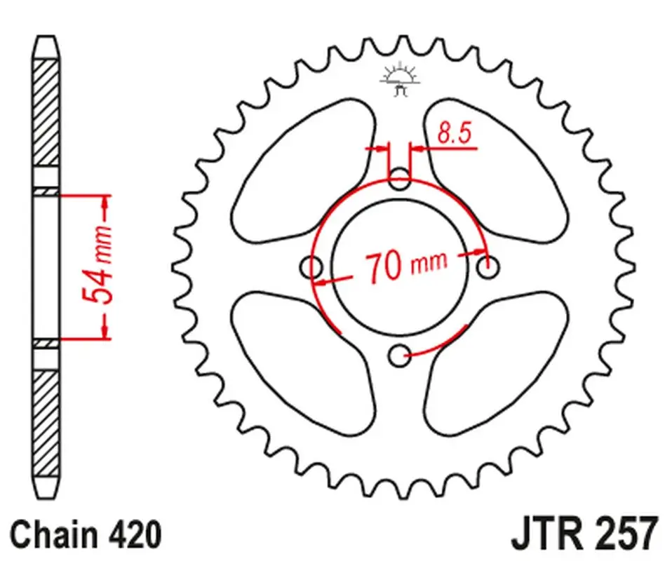 JT zadní řetězové kolečko 257 39 HONDA C 50/70 '75-87' (25739JT) (JT zadní řetězové kolečko 257 39 HONDA C 50/70 '75-87' (25739JT))