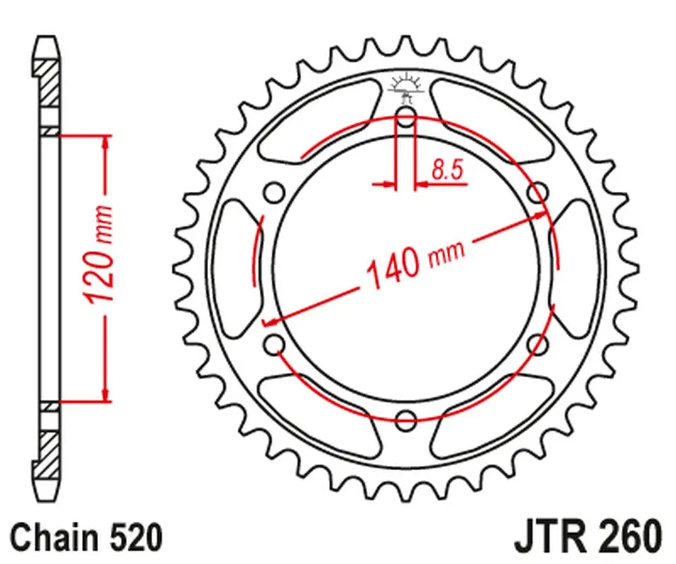 JT zadní řetězové kolečko 260 40 HONDA XL250 R '84-87' (ND11) (26040JT) (JT zadní řetězové kolečko 260 40 HONDA XL250 R '84-87' (ND11) (26040JT))