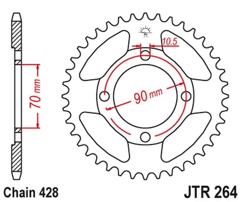 JT zadní řetězové kolečko JTR264 45 HONDA CT 110 '99-00' (26445JT) (řetěz 428) (JT zadní řetězové kolečko JTR264 45 HONDA CT 110 '99-00' (26445JT))