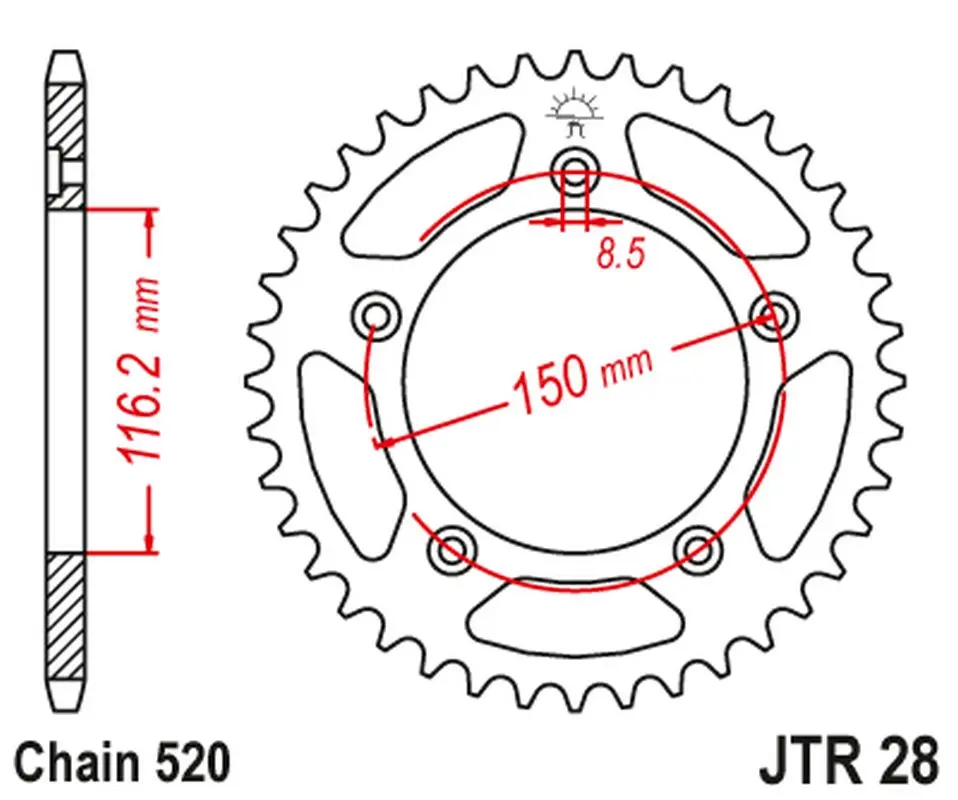 JT zadní řetězové kolečko 4329 42 APRILIA RS 250 '95-04' (432942JT) (řetěz 520) (JT zadní řetězové kolečko 4329 42 APRILIA RS 250 '95-04' (432942JT))