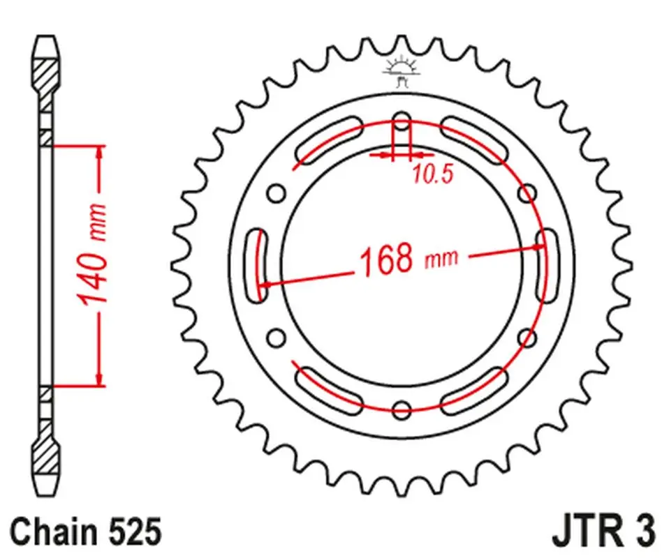 JT zadní řetězové kolečko 4613 41 BMW F 650 GS '09-'12, F800GS 08-18 (-1) (461341JT) (řetěz 525) černé (JT zadní řetězové kolečko 4613 41 BMW F 650)