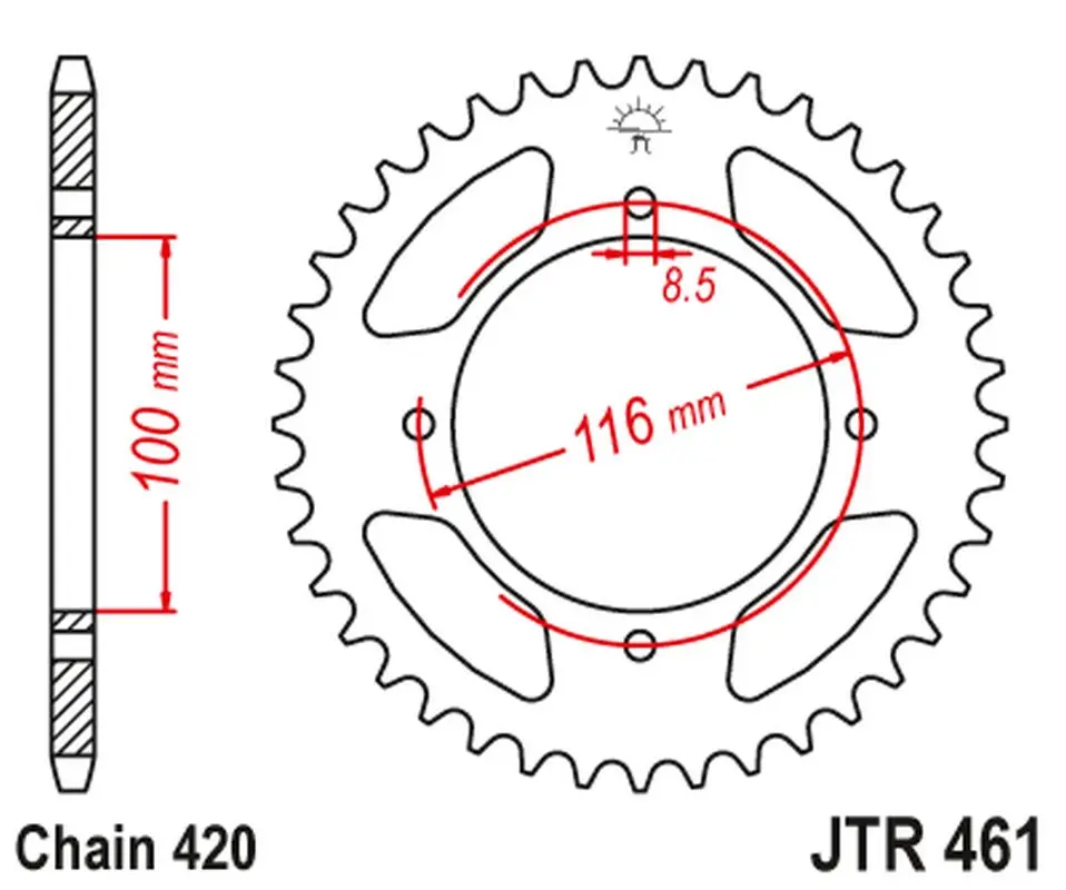 JT zadní řetězové kolečko 467 47 KAWASAKI KX 80/85 '86-'17 (46747JT) (řetěz 420) (JT zadní řetězové kolečko 467 47 KAWASAKI KX 80/85 '86-'17)