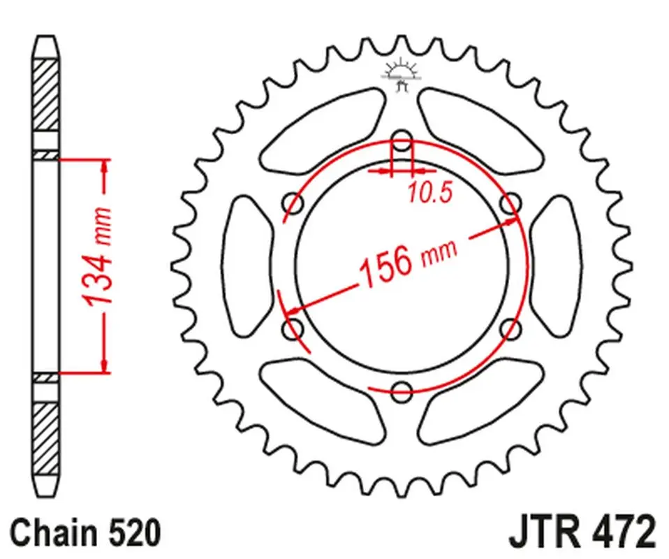 JT zadní řetězové kolečko 508 41 KAWASAKI KR 250 '89-92' (50841JT) (řetěz 520) (JT zadní řetězové kolečko 508 41 KAWASAKI KR 250 '89-92' (50841JT))