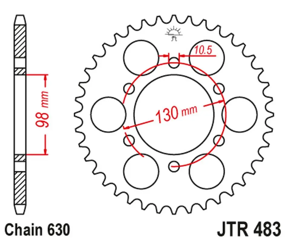 JT zadní řetězové kolečko 483 33 KAWASAKI Z 900 '73-76' (48333JT) (řetěz 630) (JT zadní řetězové kolečko 483 33 KAWASAKI Z 900 '73-76' (48333JT))