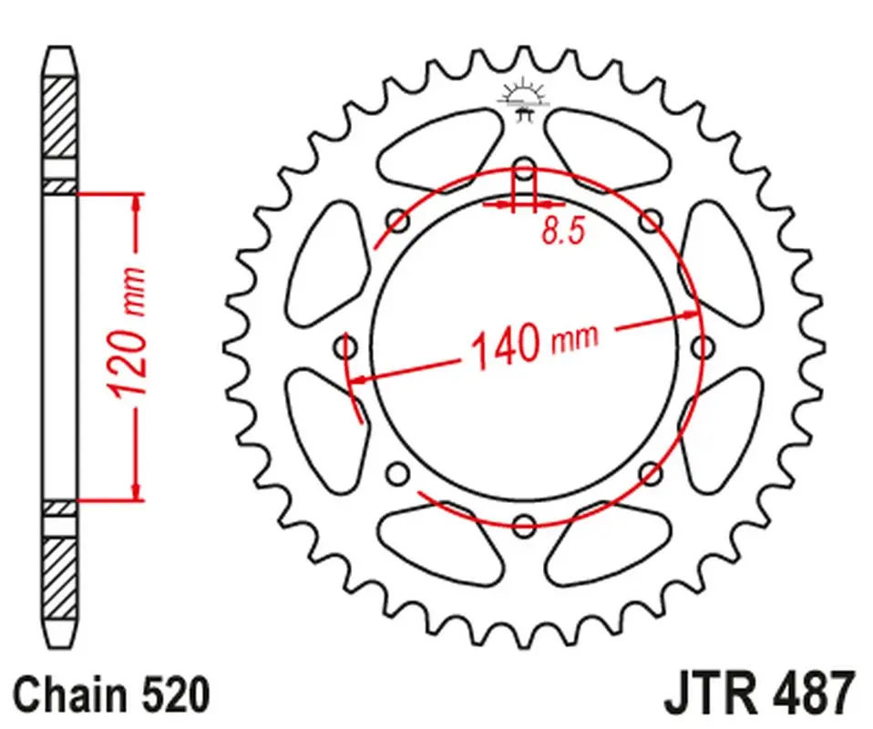 JT rozeta 491 43 KAWASAKI KLR 650C '95-'03 (49143JTZBK) barva černá (JT rozeta 491 43 KAWASAKI KLR 650C '95-'03 (49143JTZBK) barva černá)