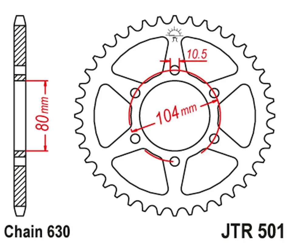 JT zadní řetězové kolečko 501 33 KAWASAKI Z 750 '80-82', GPZ 750 '82-87'; Z 1000/1100 '81-86', GPZ 1100 '81-85' (50133JT) (řetěz 630) (JT zadní)