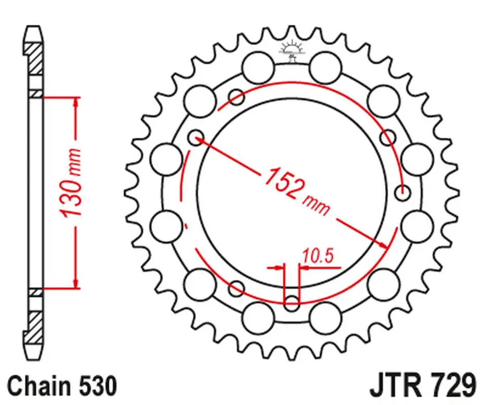 JT zadní řetězové kolečko 713 46 CAGIVA ELEFANT 750/900 '90-98', GRAND CANYON 900 '99' (71346JT) (řetěz 530) (JT zadní řetězové kolečko 713 46 CAGIVA)