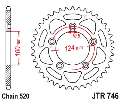 JT řetězové kolečko zadní 4444 39 DUCATI SCRAMBLER 1100 '18-'19 (444439JT) (řetěz 520) ( )