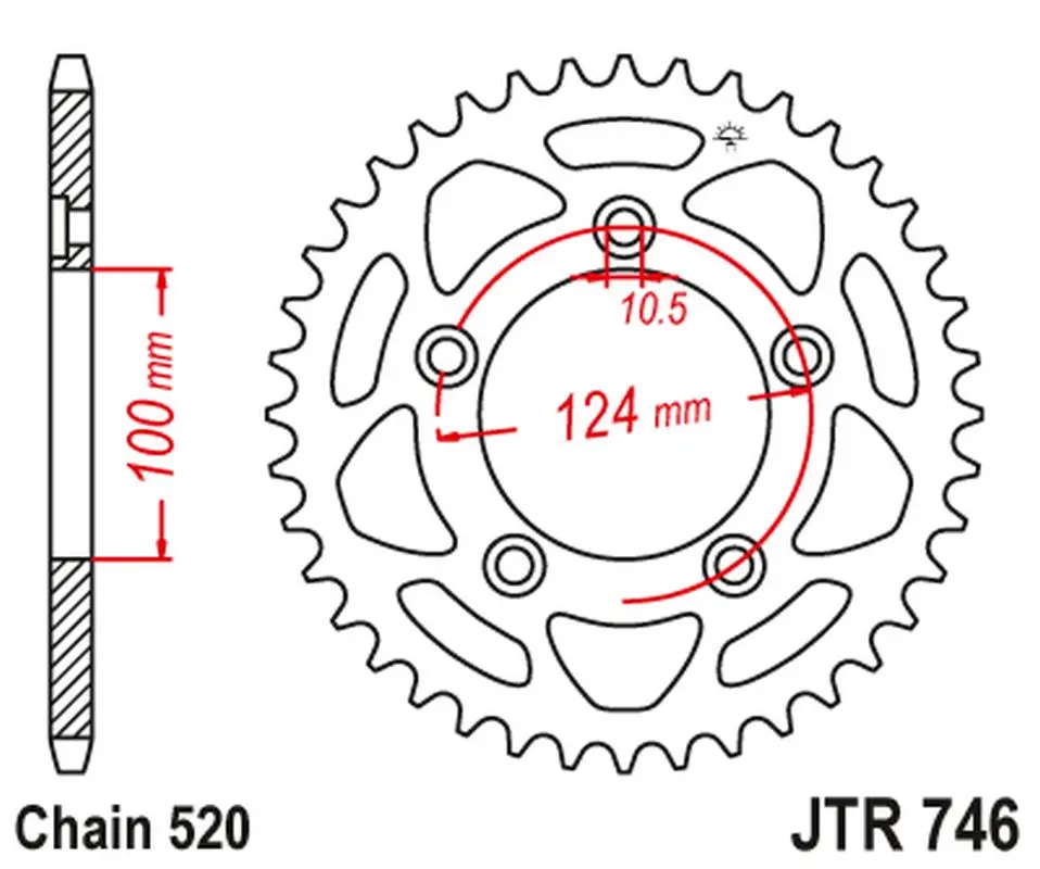 JT zadní řetězové kolečko 4444 48 DUCATI PANIGALE 899 14-15, SCRAMBLER 800 15-18 (-2) (444448JT) (řetěz 520) ( )