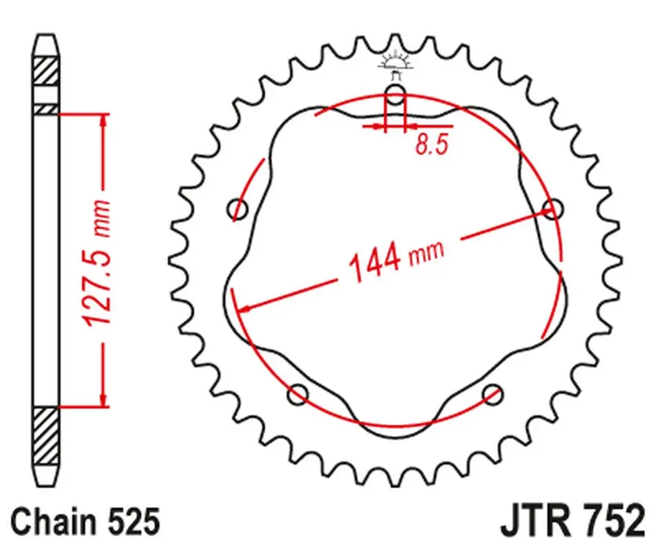 JT zadní řetězové kolečko 4320 45 DUCATI 848/916/996/1000/1100 (potřebný adaptér JTA750B) (432045JT) (řetěz 525) (JT zadní řetězové kolečko 4320 45)
