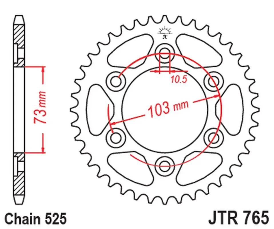 JT zadní řetězové kolečko 4731 43 DUCATI MULTISTRADA 950 '17-20 (473143JT) (řetěz 525) (JT zadní řetězové kolečko 4731 43 DUCATI MULTISTRADA 950)