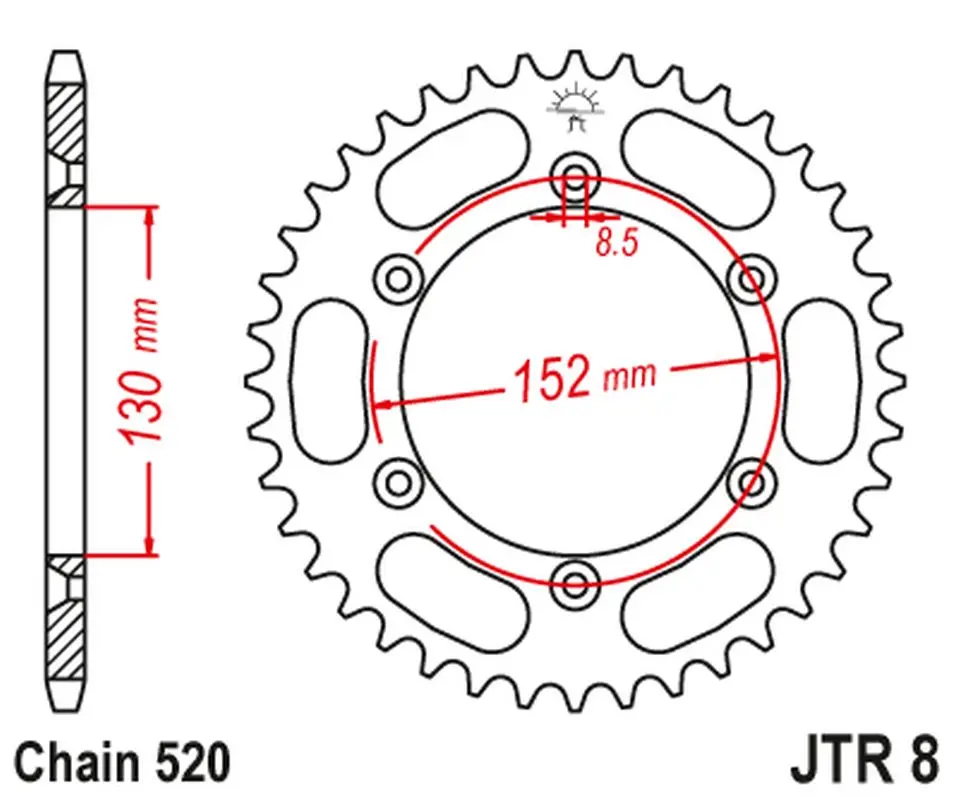 JT zadní řetězové kolečko 4500 51 BMWG 450X '08-11 (450051JT) (řetěz 520) ( )