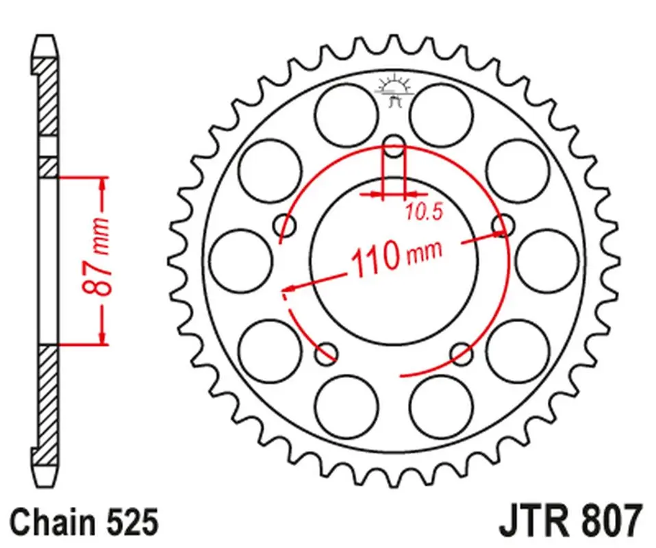 JT zadní řetězové kolečko 828 45 SUZUKI GSF 650 BANDIT '07-15, GSX 650 '08-16, GSF/GSX 400 BANDIT '90-92, SV 650 '99-13 (82845JT) barva černá (JT)