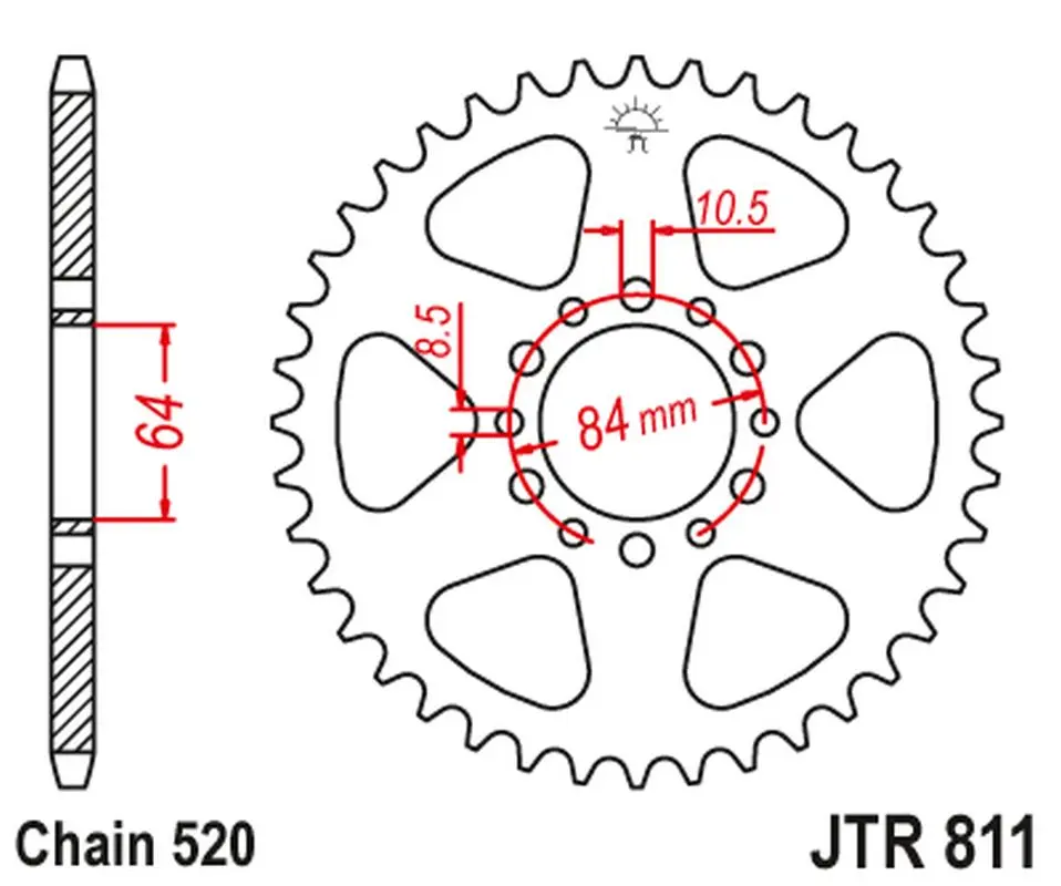 JT zadní řetězové kolečko 811 46 SUZUKI DR 200 '86-91 (+2) (81146JT) (ŘETĚZ 520) ( )
